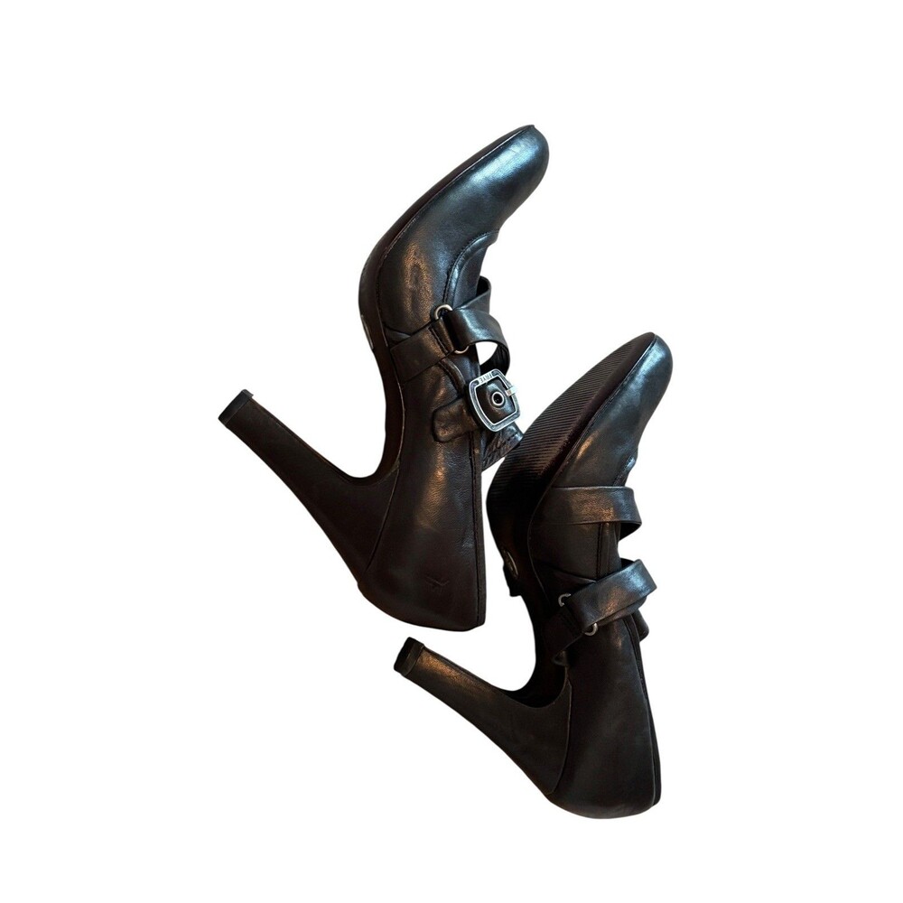 Frye Black Leather Strappy Heeled Ankle Boots - Picture 5 of 11
